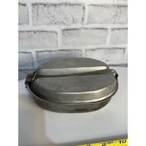 Vintage 1945 WWII US Army Mess Kit Metal Military Camping Cookware Folding